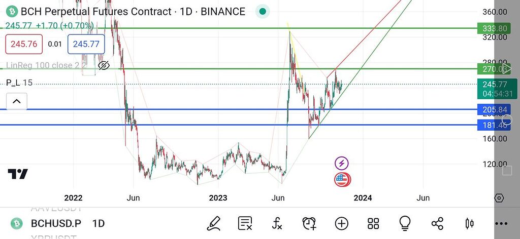 چارت روزانه بیت کوین کش
