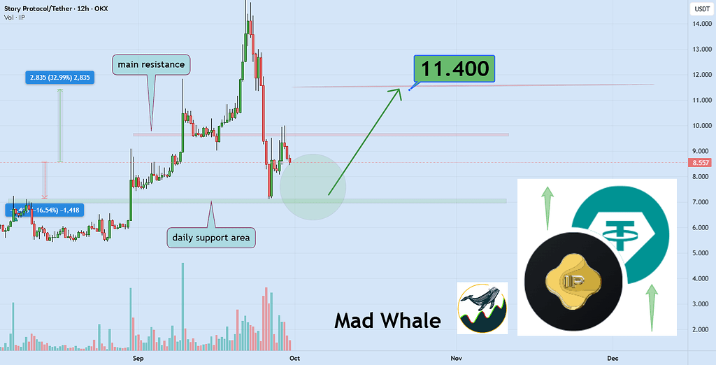 Story IP در حال تست حمایت کلیدی: احتمال رشد ۳۲ درصدی تا ۱۱.۴ دلار 📈