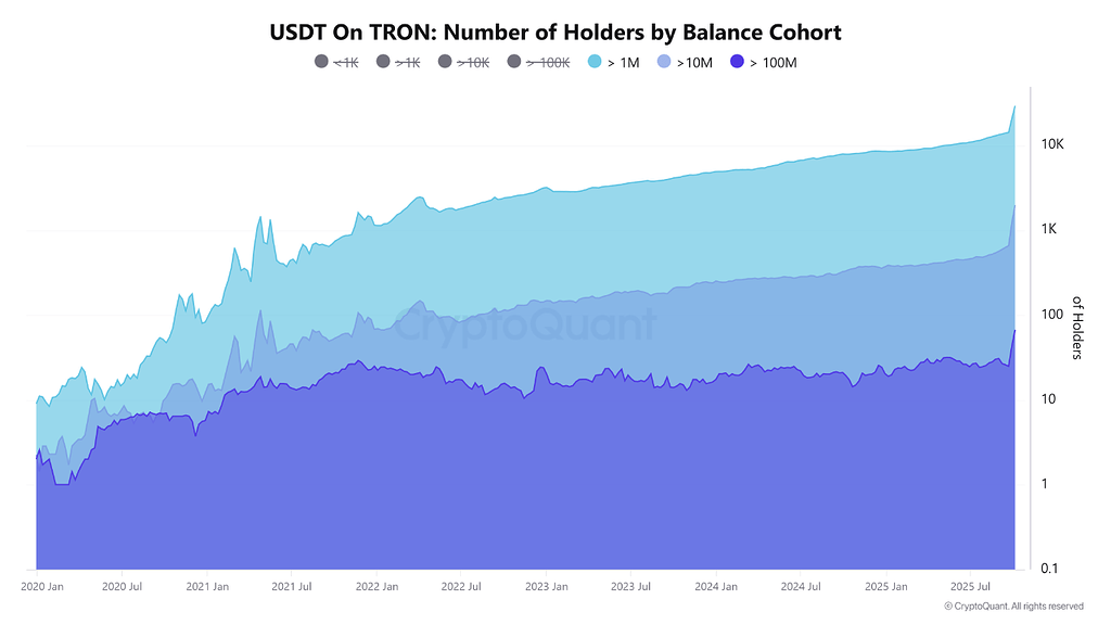خیزش نهادی در tron: رشد بی‌سابقه کیف پول‌های نهنگ usdt و سیگنال عصر جدید نقدینگی غیرمتمرکز 🐋