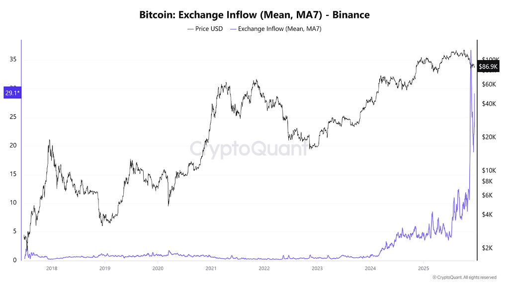 بازگشت نهنگ‌ها به بایننس؛ افزایش ناگهانی میانگین ورودی به صرافی 🐋