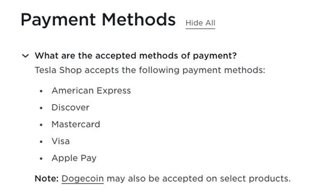 اdoge رسماً به گزینه‌های پرداخت تسلا اضافه شد