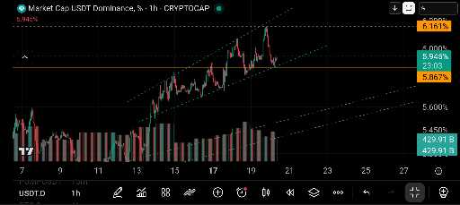 تحلیل کنج صعودی باز شونده در دامیننس تتر با تمرکز بر مدیریت سرمایه