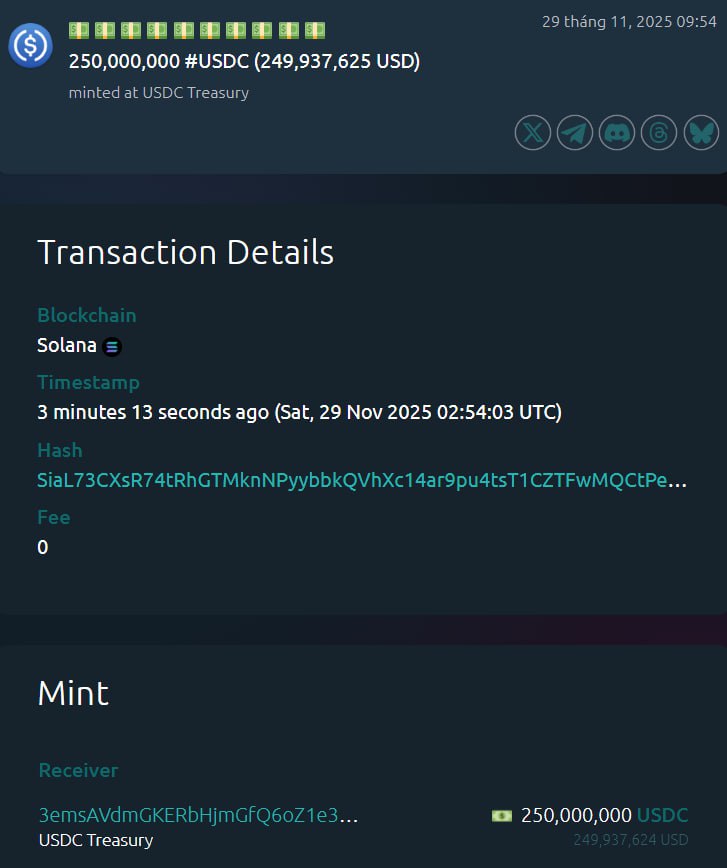 🚨هشدار: چاپ ۵۰۰ میلیون usdc در سولانا و پیامدهای احتمالی آن 📈